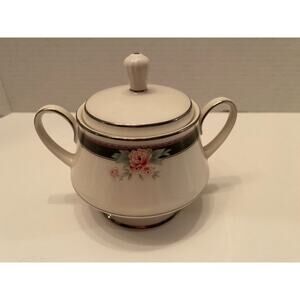 Vintage 1984 Noritake Sugar Bowl & Lid Ivory Fine China, #7960, Castleberry